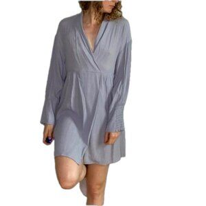 Frank & Oak Lilac V Neck Long Sleeves Mini Dress
